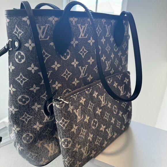 Louis Vuitton Monogram Jacquard Denim Neverfull MM w/ Pouch - Picture 12 of 14